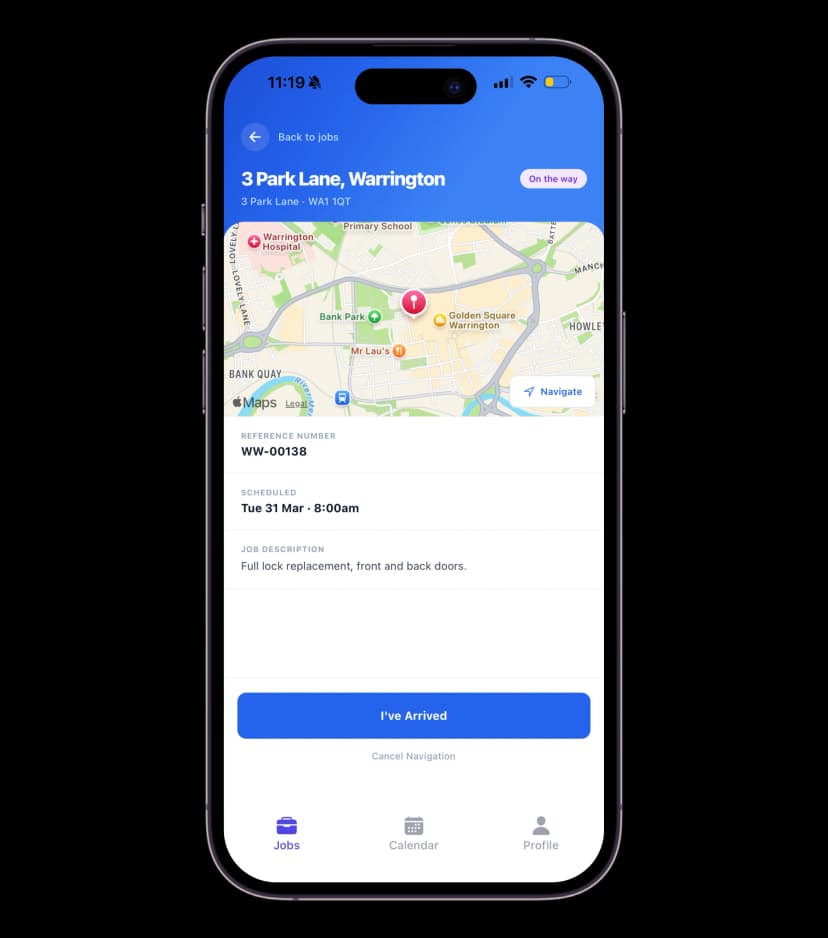 Worker job detail screen